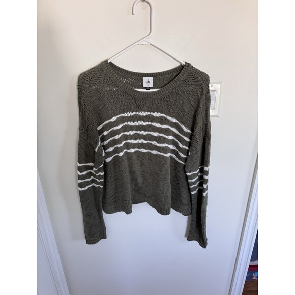 Cabi Scout Pullover Sweater Olive Green And White Small - Picture 1 of 5